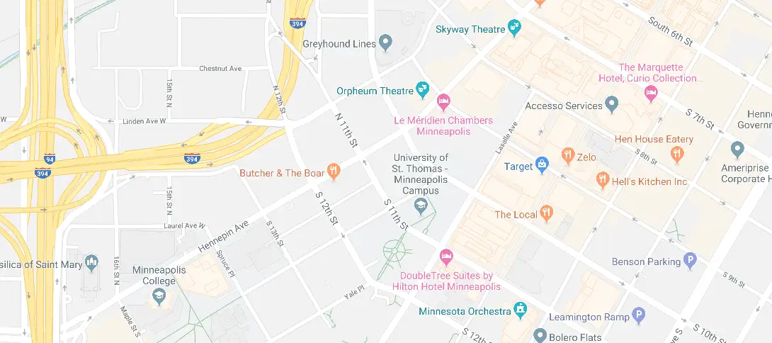 Map of University of St. Thomas Minneapolis Campus
